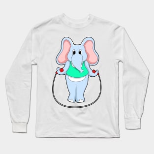 Elephant at Fitness with Skipping rope Long Sleeve T-Shirt